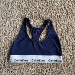 Calvin Klein Dark Blue Sports Bra with White Band